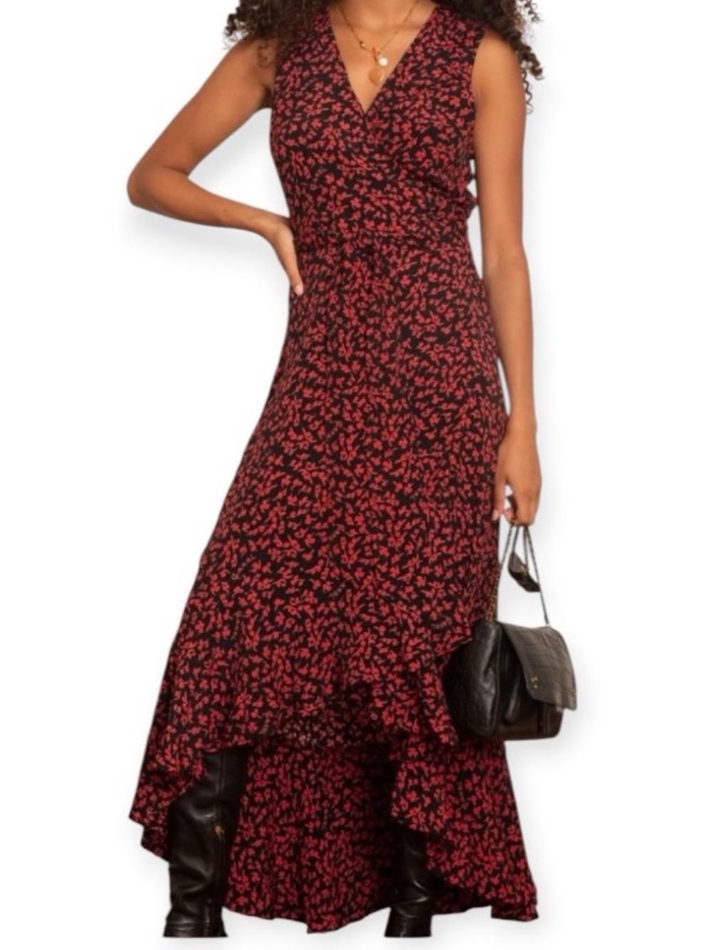NWOT GANNI Floral Print Sleeveless Wrap Dress Size 36